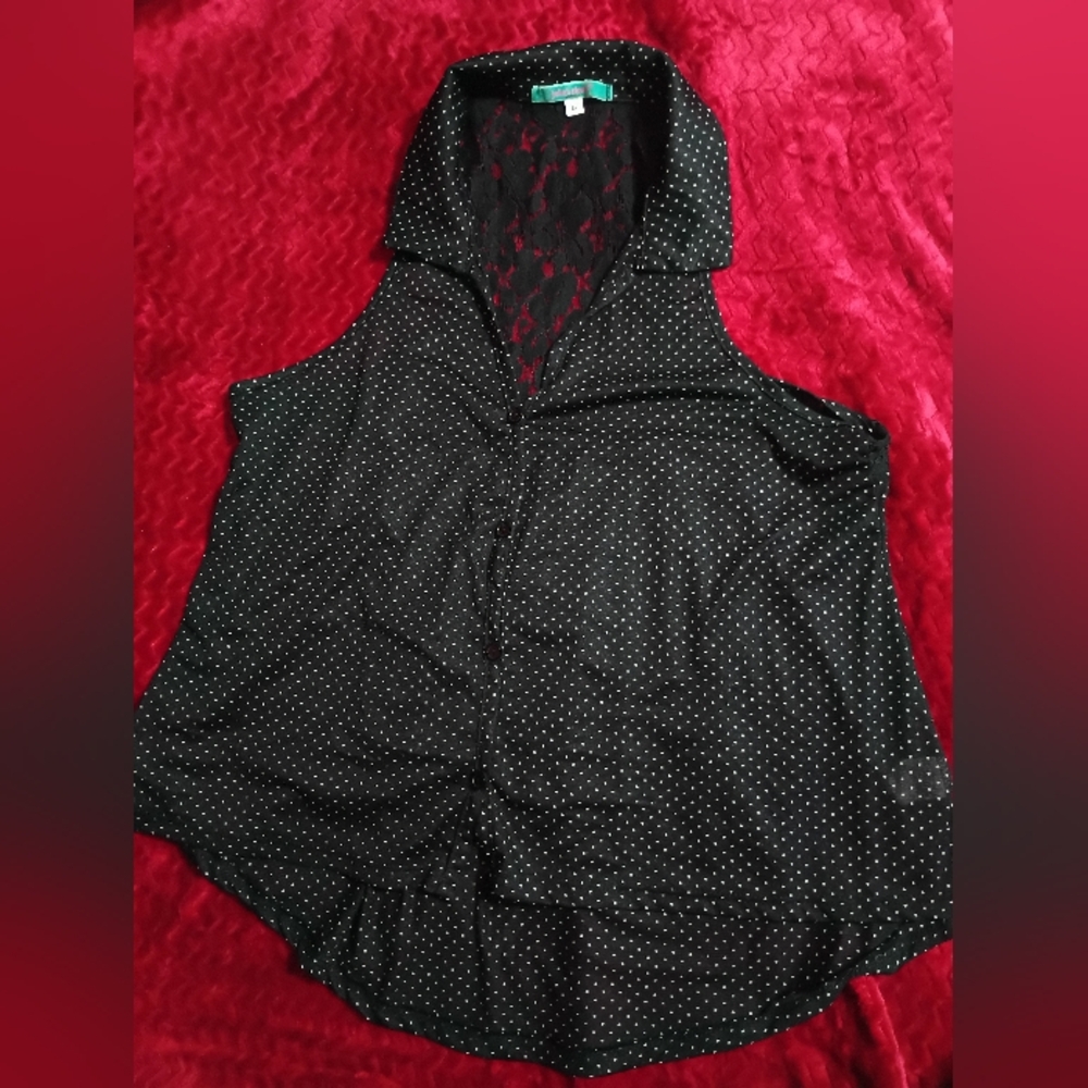 Julie's Closet Black and White Polka Dot Lace Top